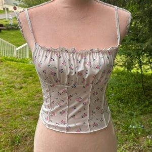Mini white & pink floral tank